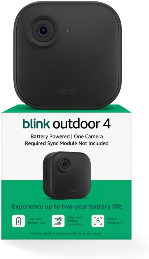 Blink Outdoor 4 – Wireless smart security camera, two-year battery life, two-way talk. Required Sync Module not included – Add-on camera